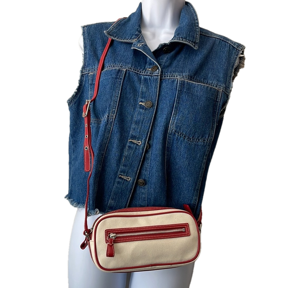 Coach Canvas Trimmed Leather Crossbody, EUC, 9x5